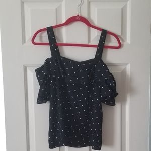 Jcrew factory cold shoulder top with ruffles